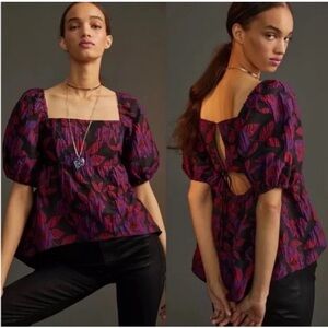 Anthropologie Sachin & Babi Floral Jacquard Blouse Sz 16W